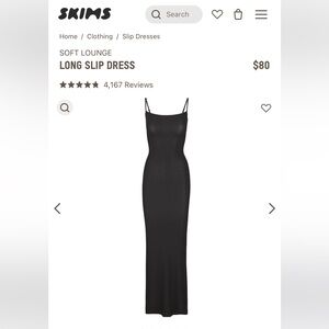 SKIMS Soft Lounge Long Slip Dress Onyx Black